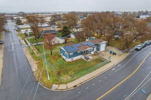 Aerial perspective of suburban area