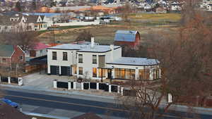 Aerial perspective of suburban area