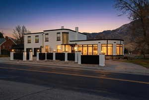 Modern home featuring stucco siding