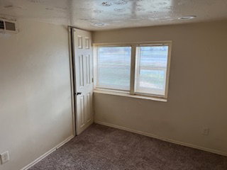 Empty room featuring carpet and baseboards
