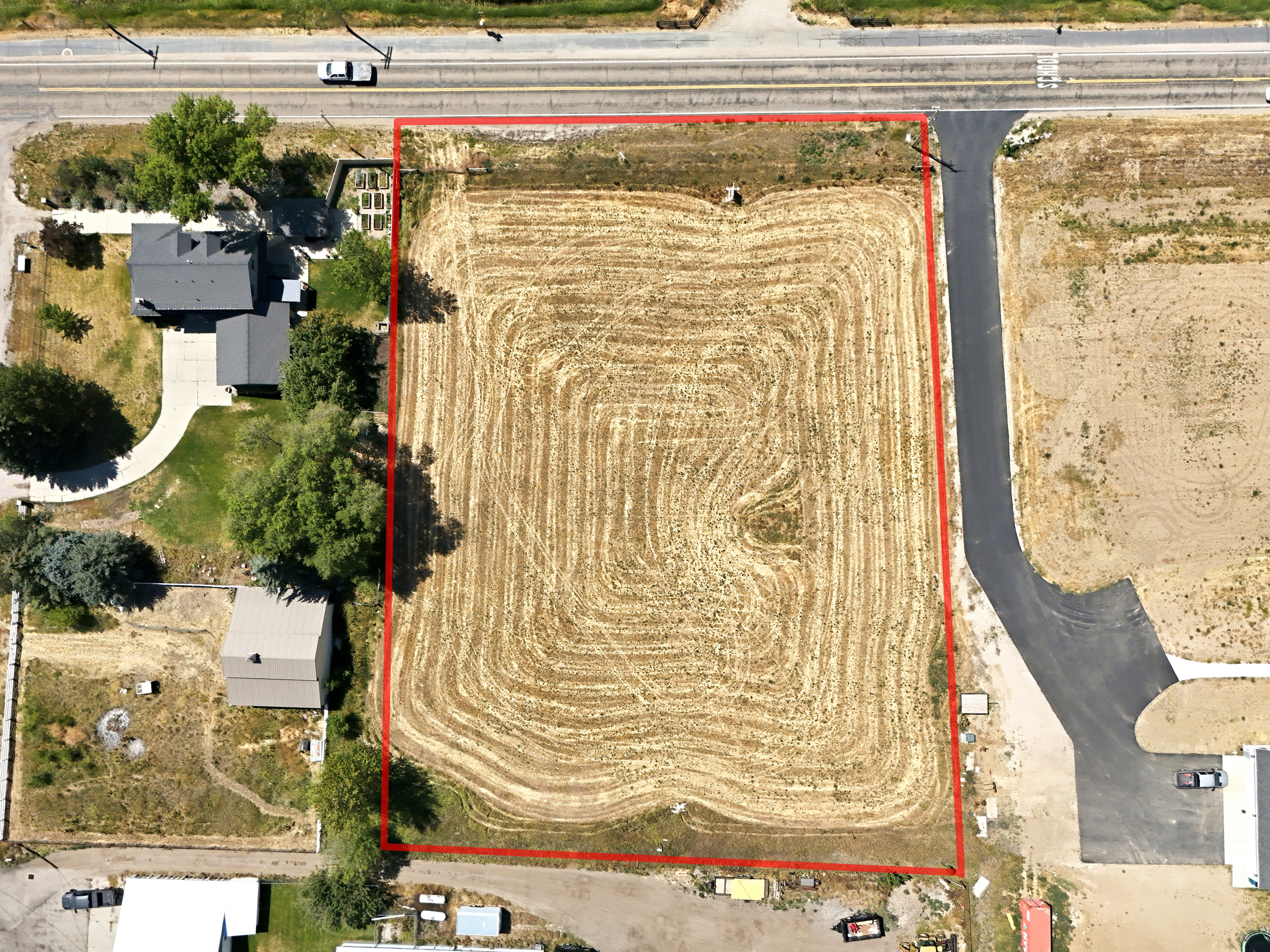 Expansive cleared lot with defined boundaries