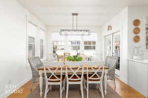 Dining area featuring light wood-style floors