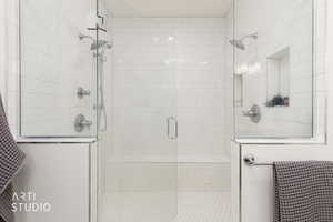 Bathroom with a shower stall