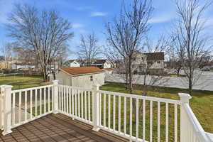 Trex deck overlooking back yard