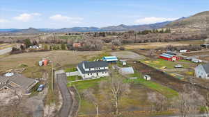Bird's eye view of a mountain backdrop
