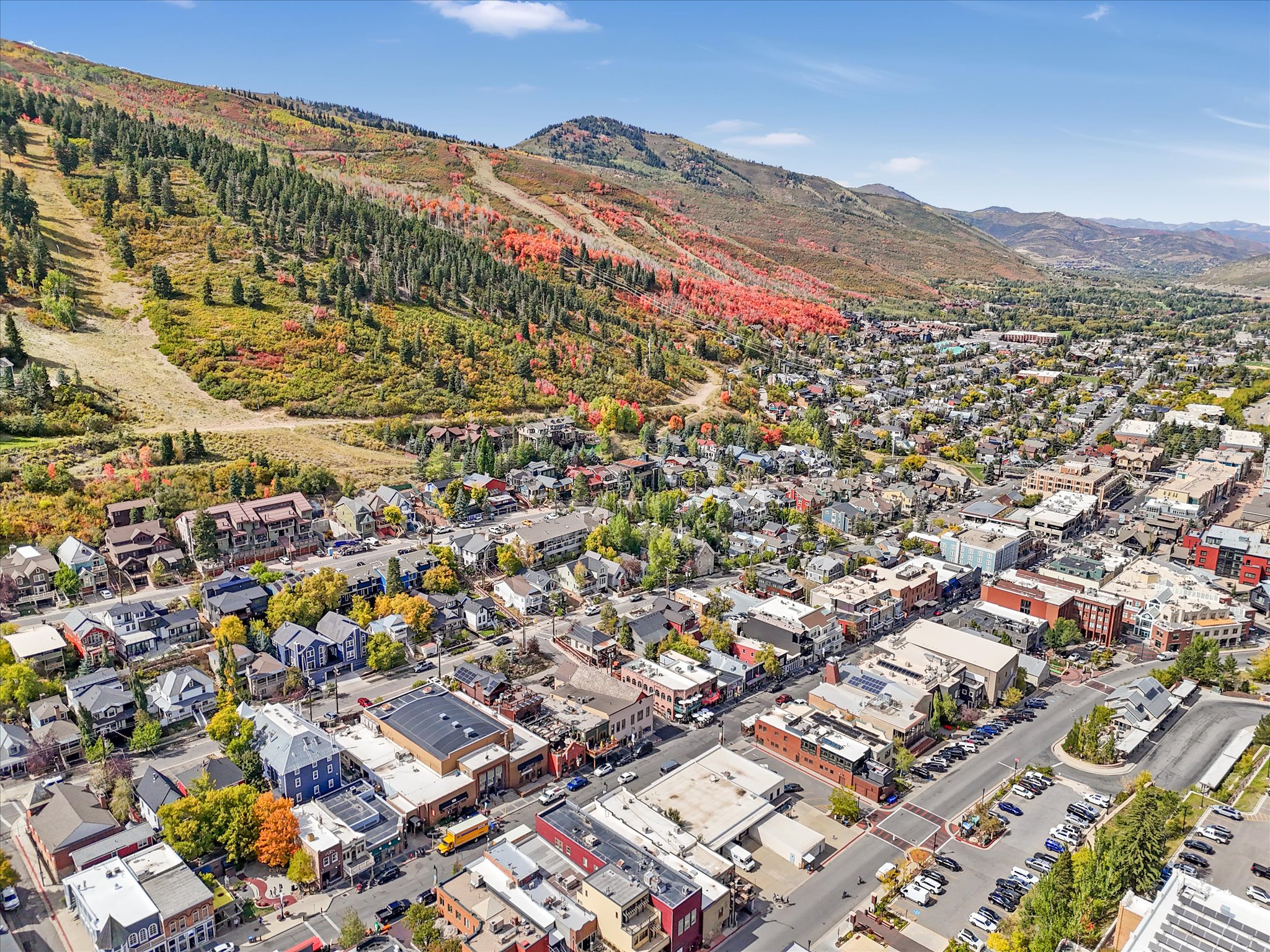 Drone / aerial view of a mountain backdrop