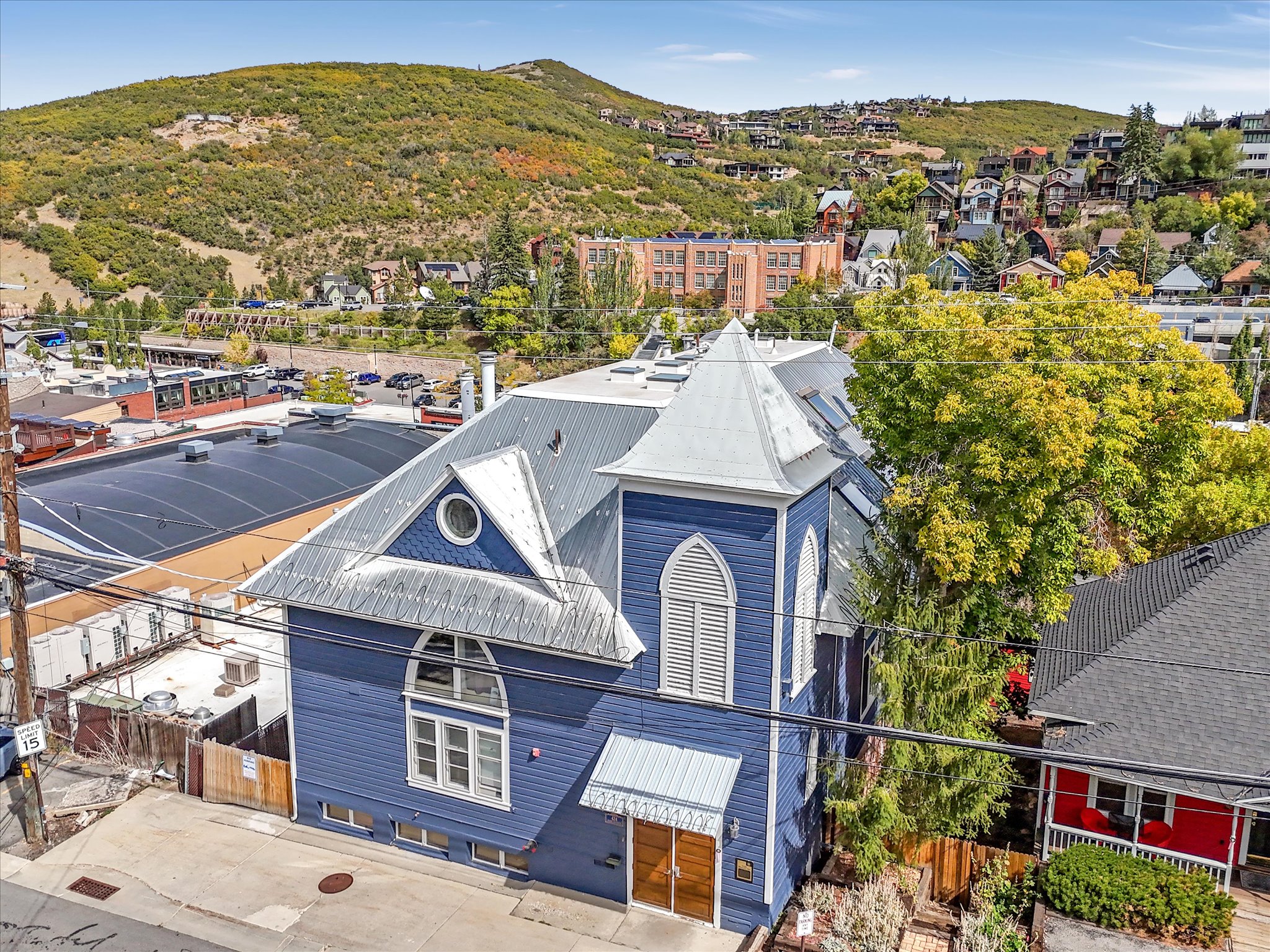 Bird's eye view of a mountain backdrop
