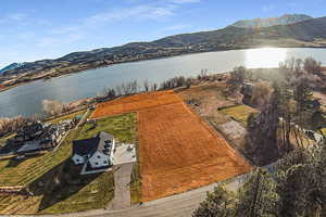 Drone / aerial view of a water and mountain view