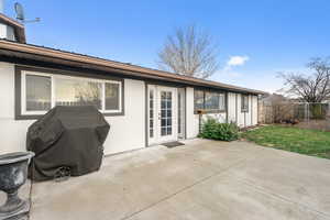 View of patio / terrace featuring area for grilling and french doors