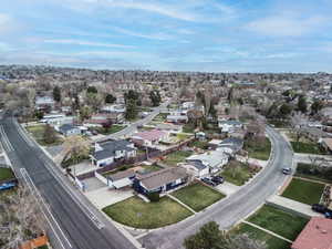 Aerial perspective of suburban area