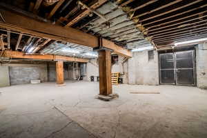View of unfinished basement
