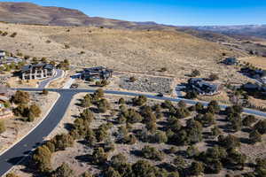 Aerial overview of property's location with mountains