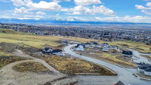 Aerial view of a mountain backdrop