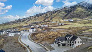 View of mountain background with nearby suburban area
