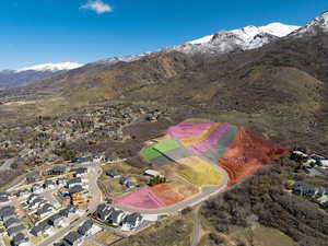 Bird's eye view of mountains Lot highlighted in Yellow