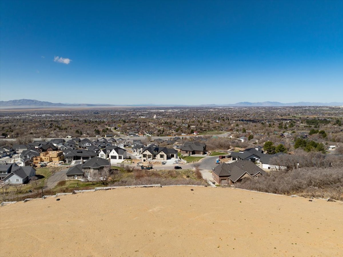 Aerial view of looking west