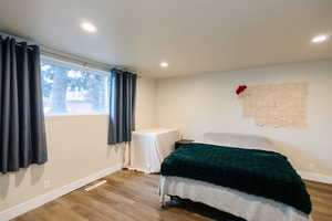 Bedroom featuring wood finished floors and recessed lighting