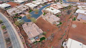 Aerial perspective of suburban area
