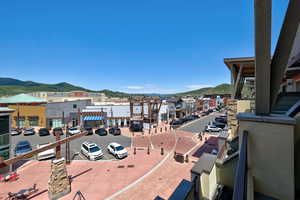 Exterior space featuring a mountain view