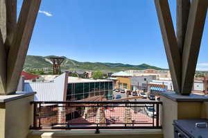 Balcony with a mountain view