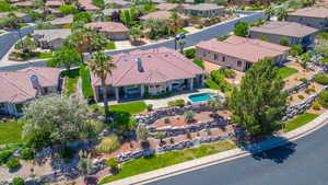 Aerial perspective of suburban area