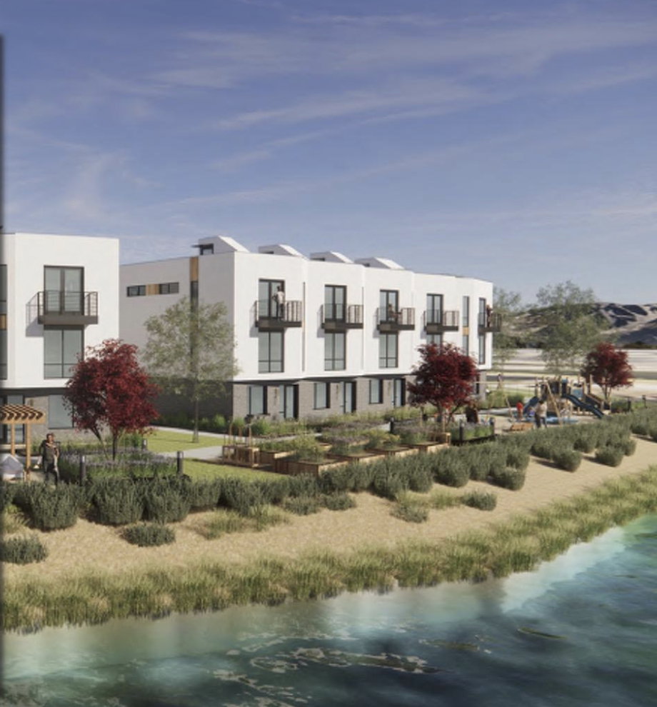 Modern multi-story residential buildings featuring clean lines and private balconies