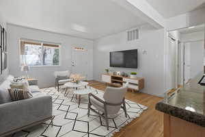 Living room featuring light wood-type flooring