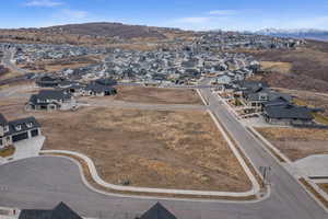 Aerial perspective of suburban area featuring mountains