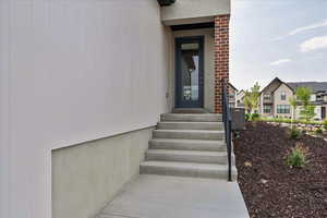 Property entrance with a residential view