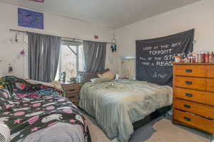 Bedroom featuring carpet