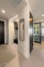 Hallway with recessed lighting