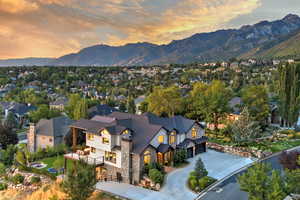 Aerial view of a mountain backdrop