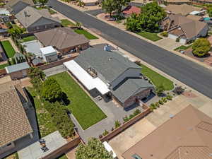 Aerial perspective of suburban area