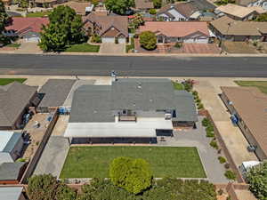 Aerial perspective of suburban area