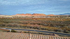 View of mountain background with walking path