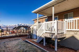 Wooden deck with a mountain view