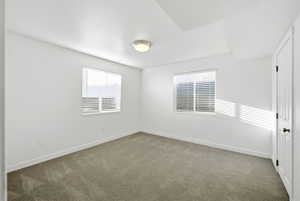 Unfurnished room with healthy amount of natural light and light carpet