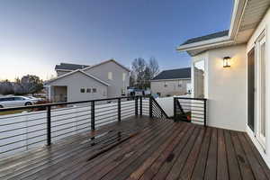 View of deck at dusk