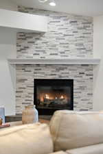 Detailed view of a large fireplace