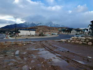 View of pool with a mountain view and a residential view