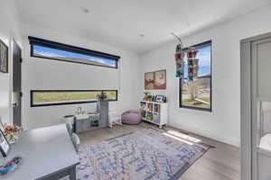 Office featuring light wood finished floors