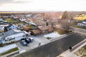Aerial perspective of suburban area