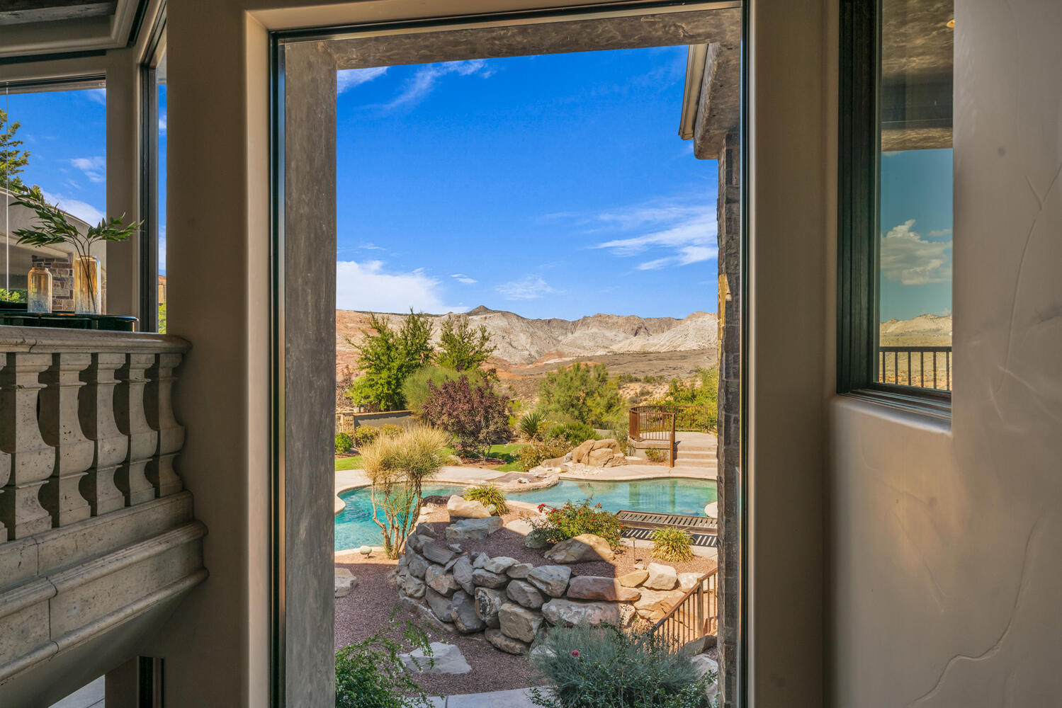 Doorway with a mountain view