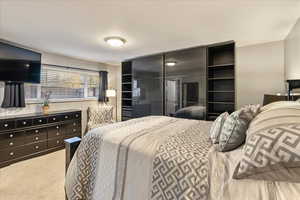 Bedroom featuring carpet