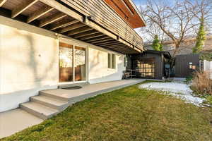 Exterior space with a patio