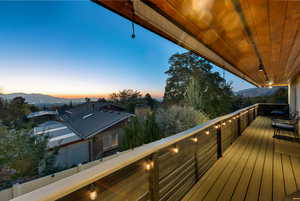 View of deck at dusk
