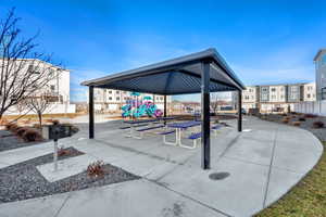 View of patio featuring a gazebo