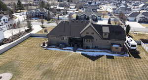 Aerial perspective of suburban area