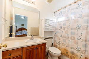 Ensuite bathroom with vanity and toilet