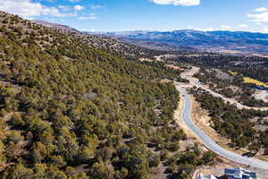 Bird's eye view of a mountain backdrop